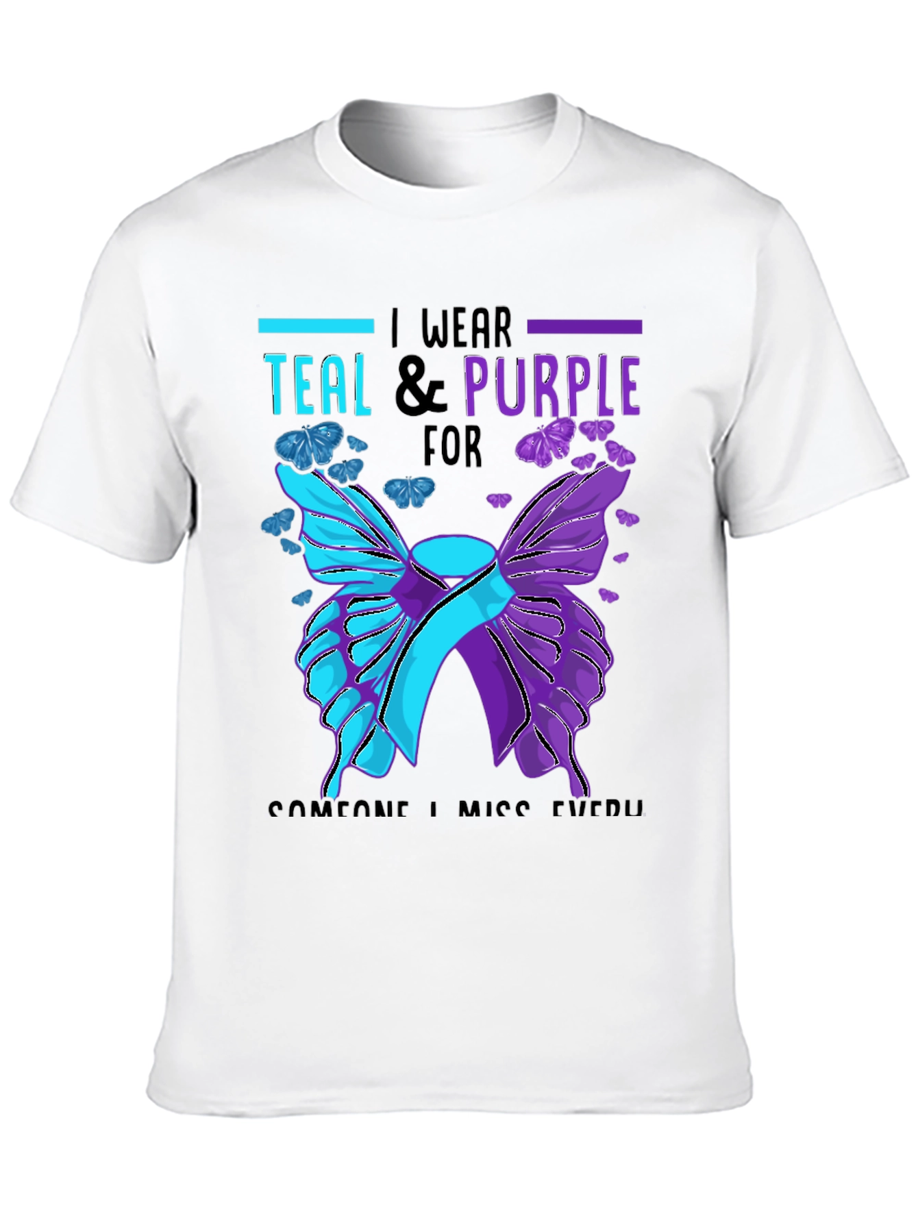 Teal & Purple Butterfly Awareness T-Shirt