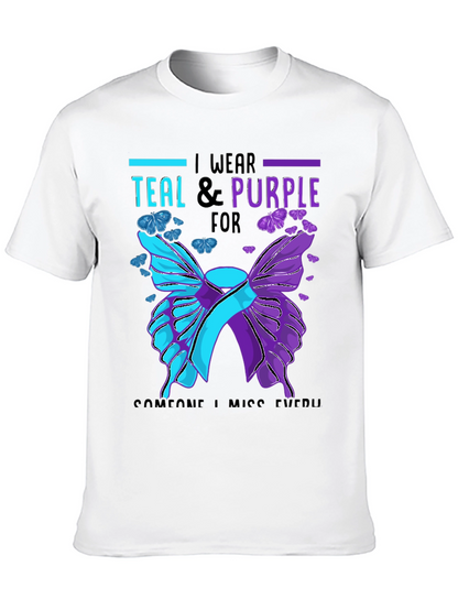 Teal & Purple Butterfly Awareness T-Shirt