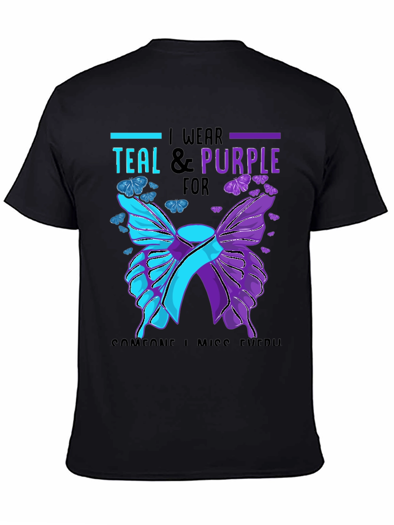 Teal & Purple Butterfly Awareness T-Shirt