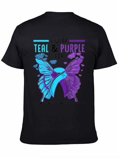 Teal & Purple Butterfly Awareness T-Shirt