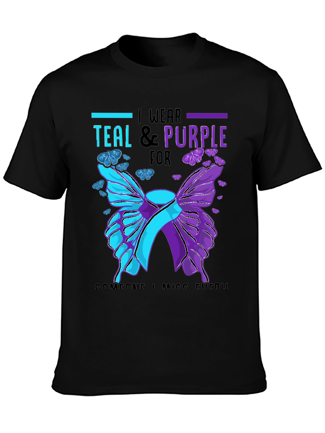 Teal & Purple Butterfly Awareness T-Shirt