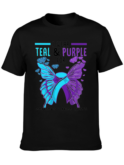 Teal & Purple Butterfly Awareness T-Shirt