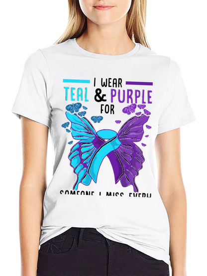 Teal & Purple Butterfly Awareness T-Shirt