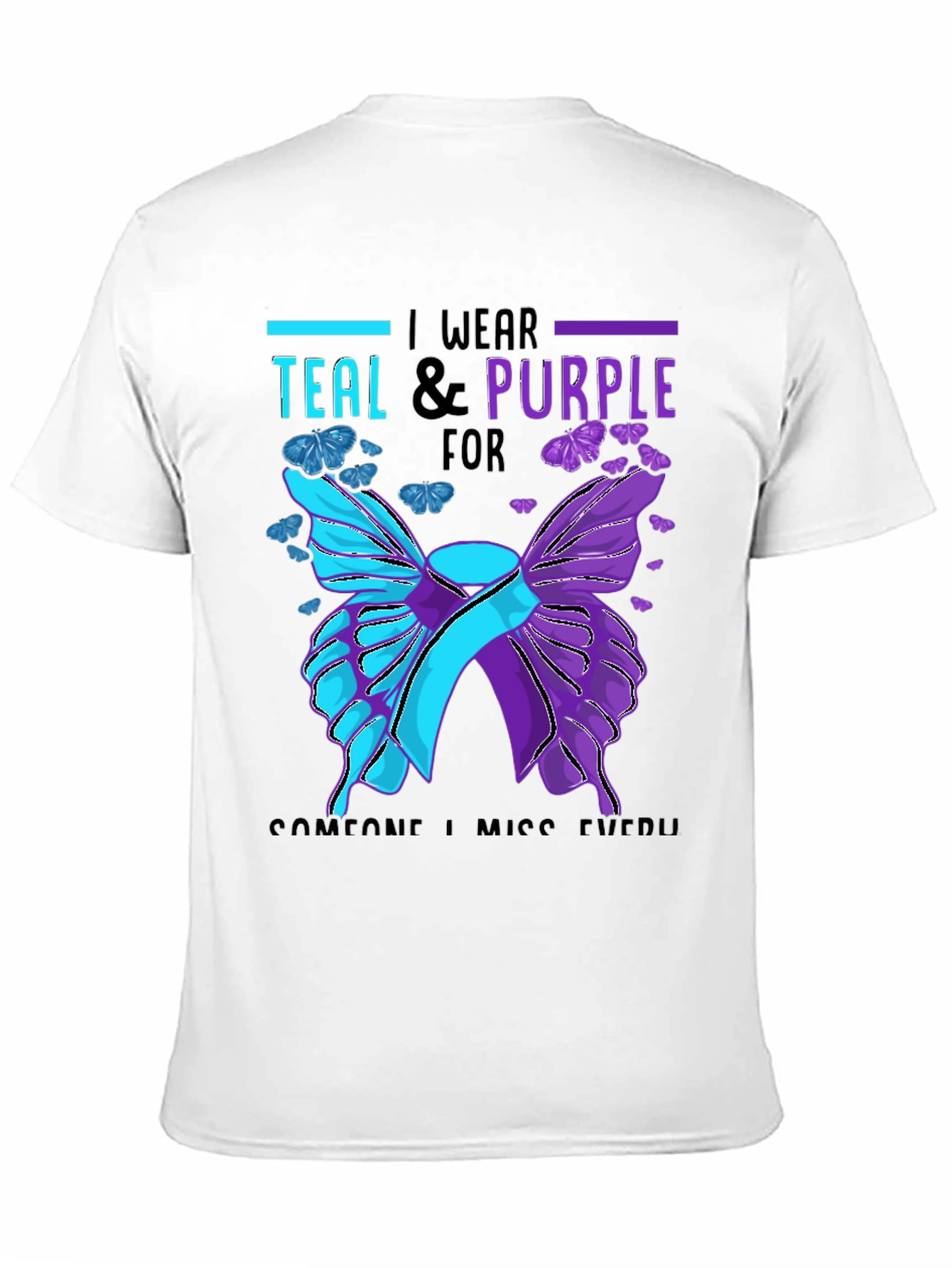 Teal & Purple Butterfly Awareness T-Shirt
