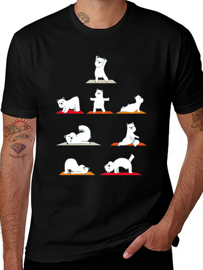 Yoga Bear Graphic T-Shirt - Black