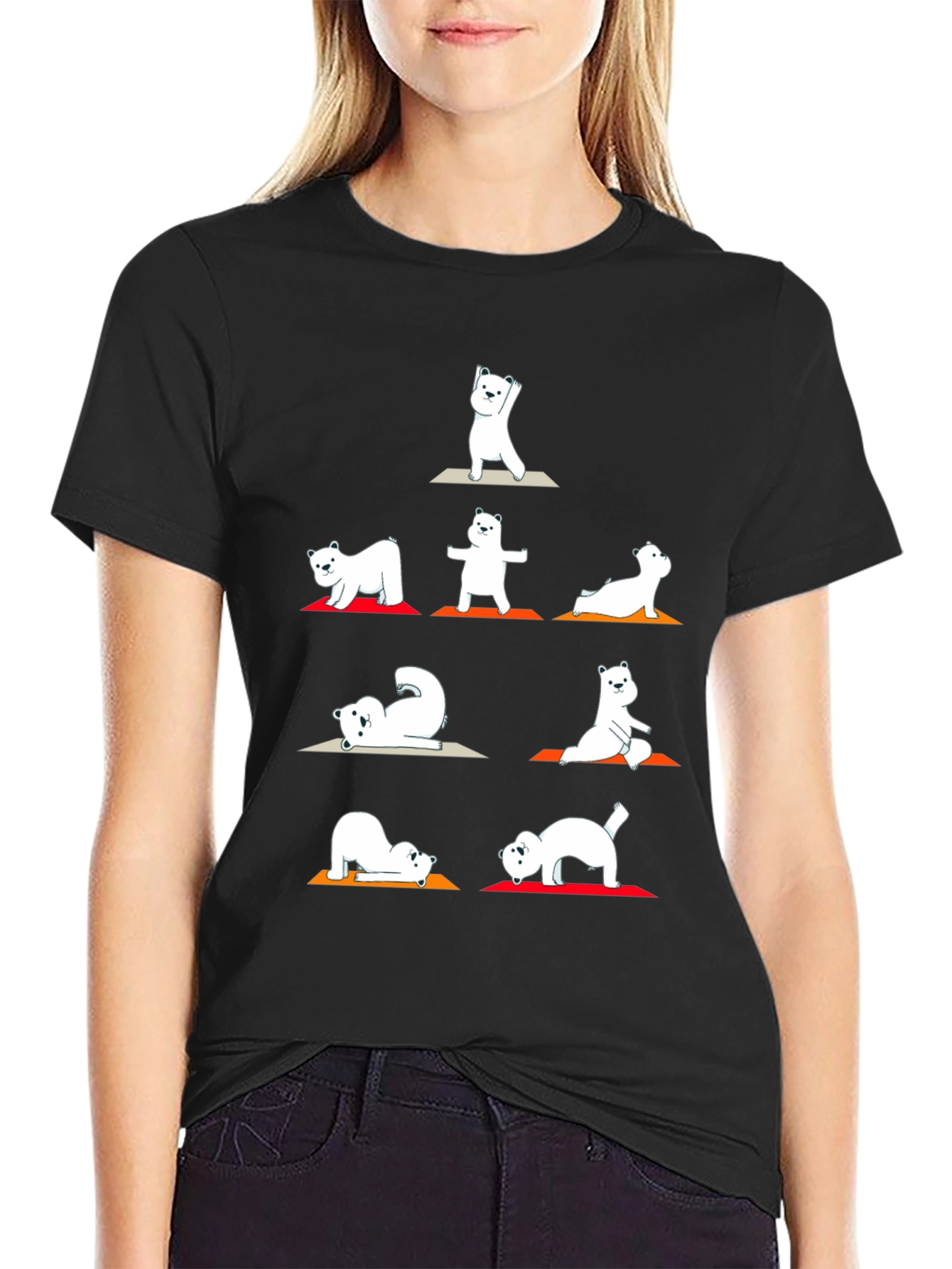 Yoga Bear Graphic T-Shirt - Black