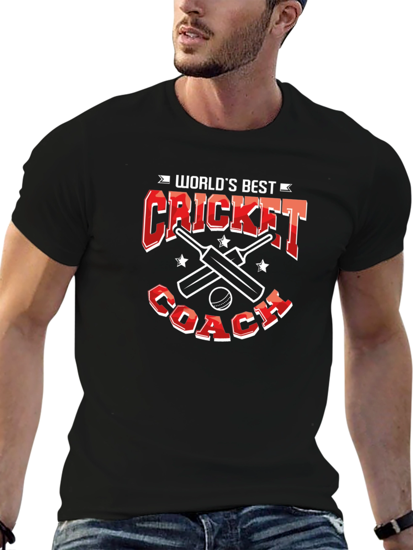 Worlds Best Cricket Coach T-Shirt - Black