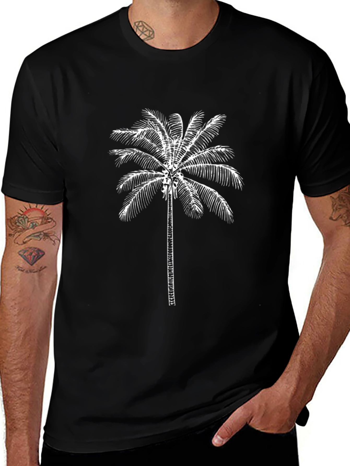 Black Palm Tree Graphic T-Shirt