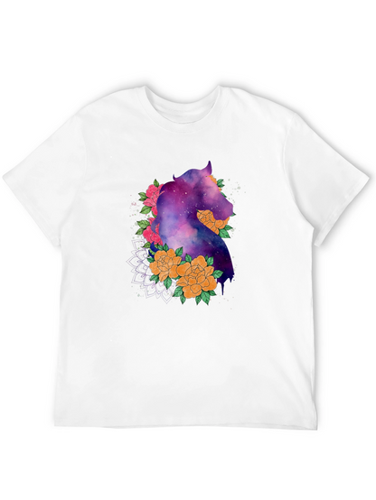 Galaxy Horse Floral Black T-Shirt