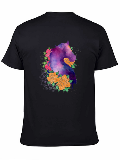 Galaxy Horse Floral Black T-Shirt