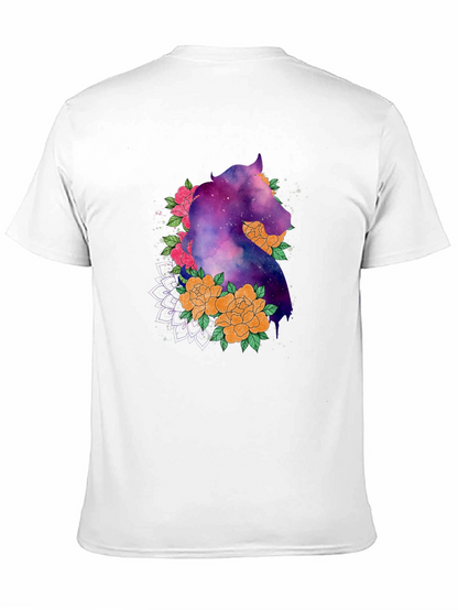 Galaxy Horse Floral Black T-Shirt