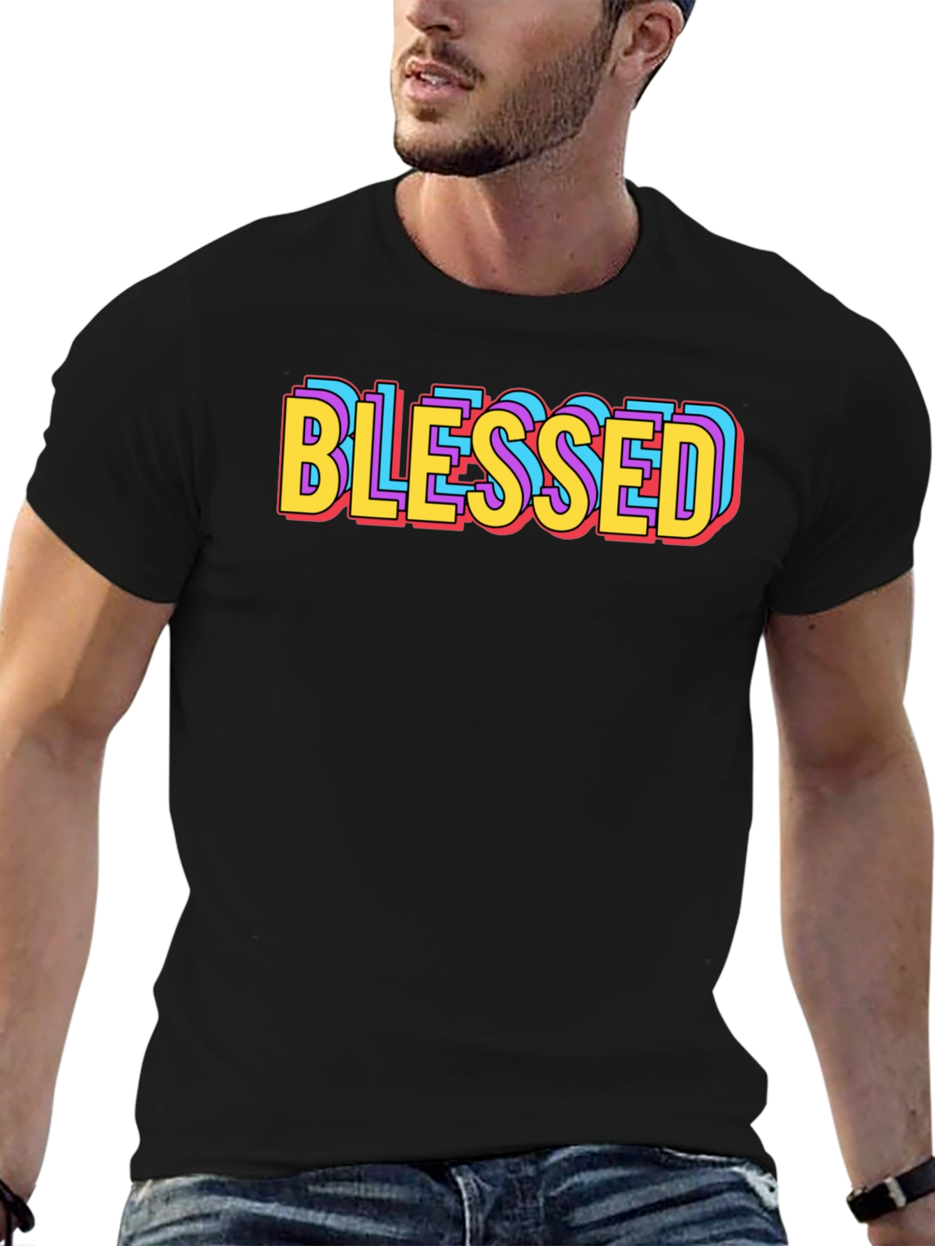 Blessed Graphic Tee - Retro Style Black T-Shirt