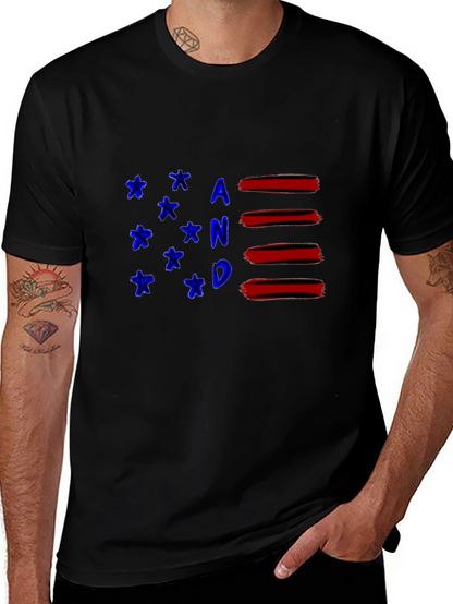 Patriotic AND T-Shirt - Stylish American Flag Inspired Design