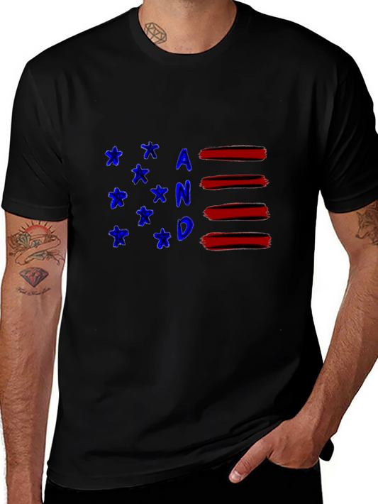 Patriotic AND T-Shirt - Stylish American Flag Inspired Design