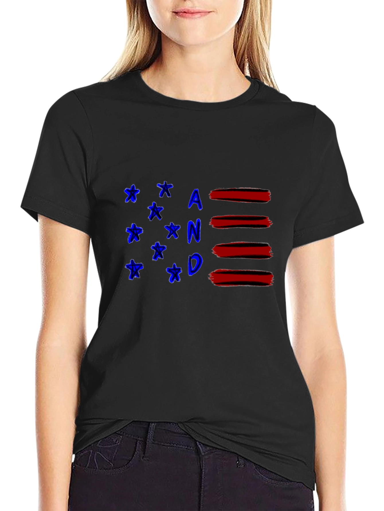 Patriotic AND T-Shirt - Stylish American Flag Inspired Design