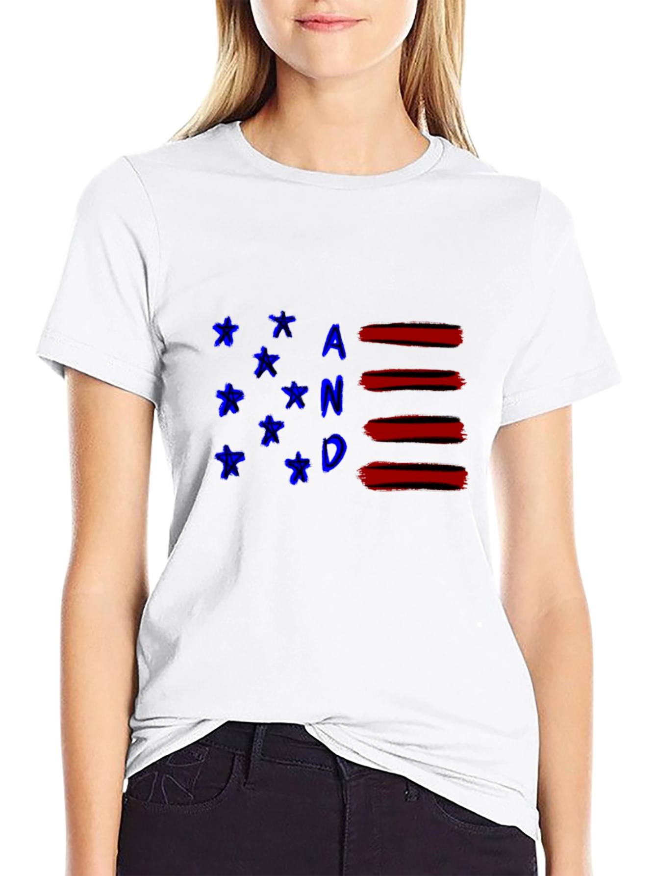 Patriotic AND T-Shirt - Stylish American Flag Inspired Design