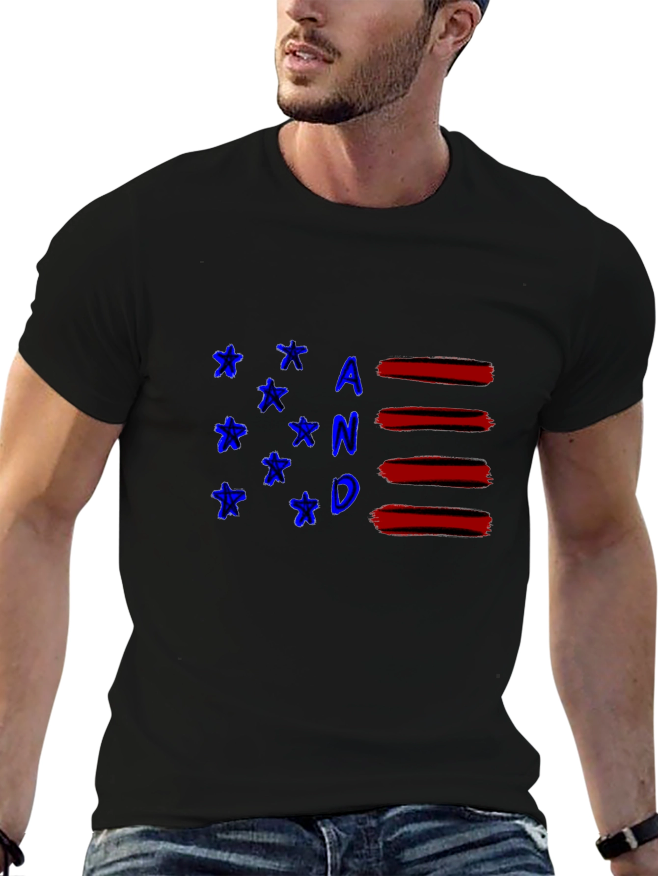 Patriotic AND T-Shirt - Stylish American Flag Inspired Design