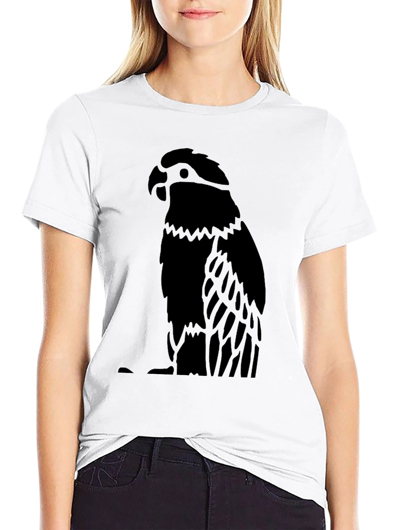 Black Parrot Graphic Tee - Mens Crew Neck Shirt