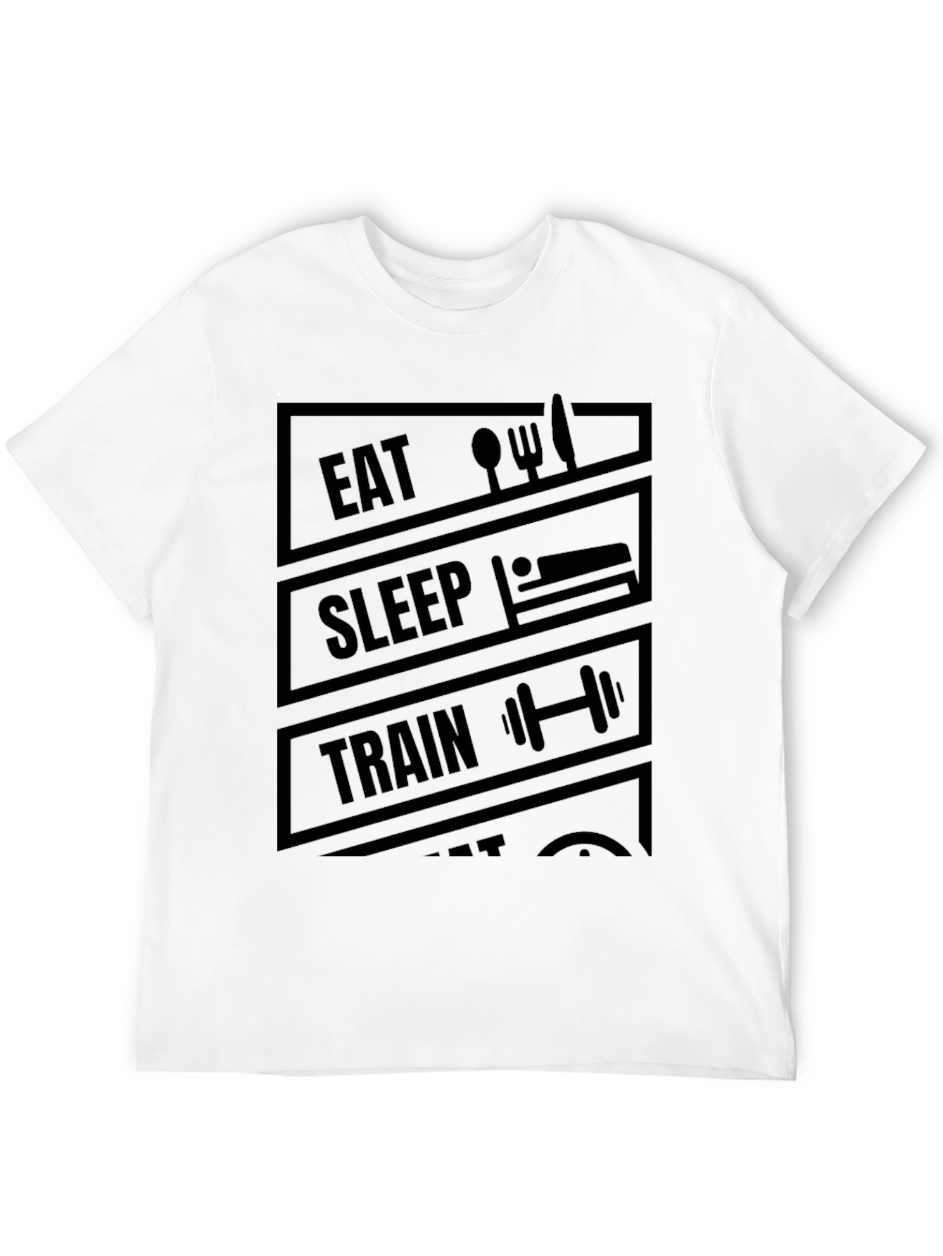 Eat Sleep Train Repeat Black Graphic T-Shirt