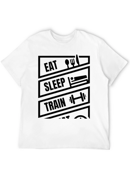 Eat Sleep Train Repeat Black Graphic T-Shirt