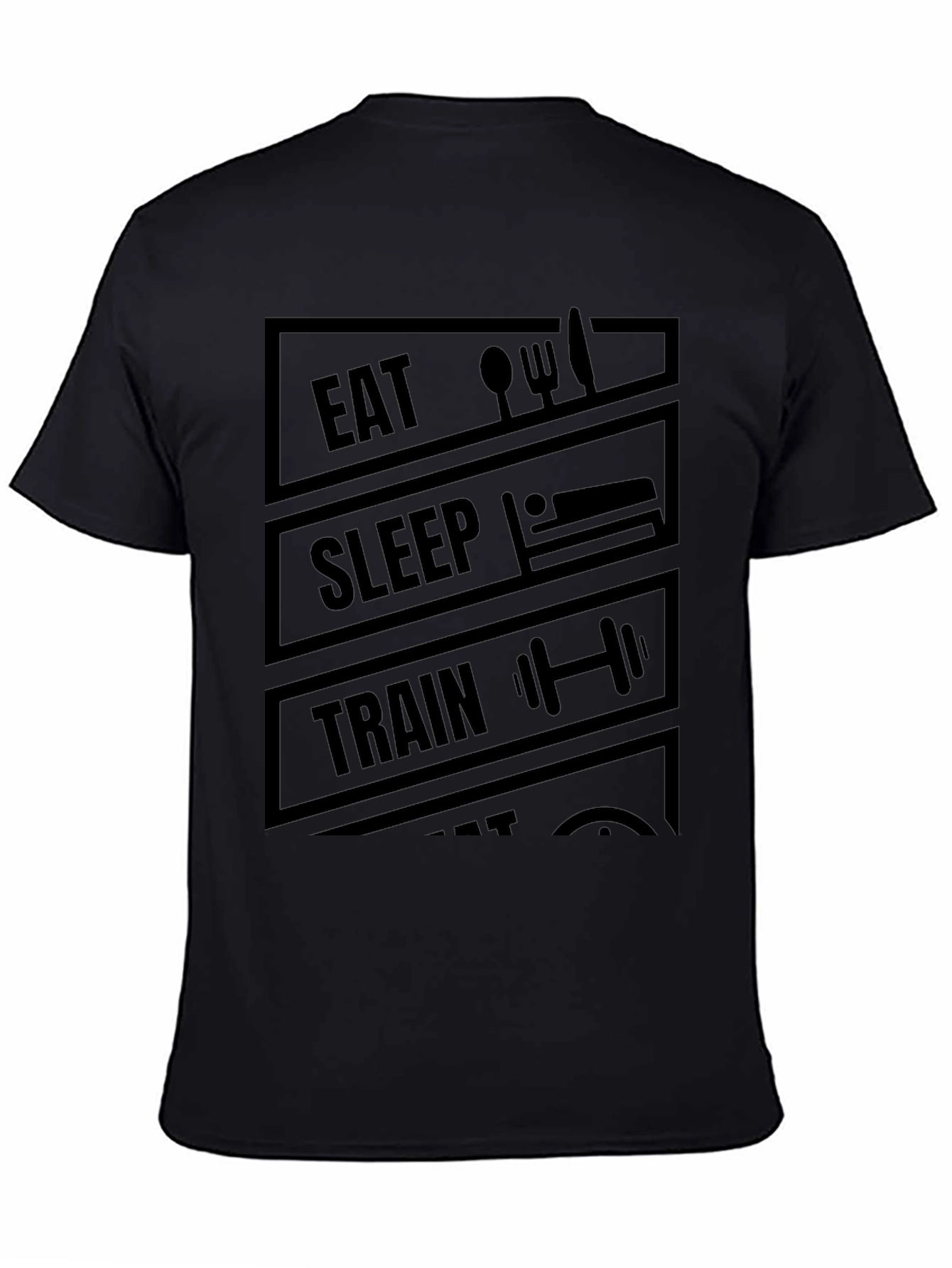 Eat Sleep Train Repeat Black Graphic T-Shirt