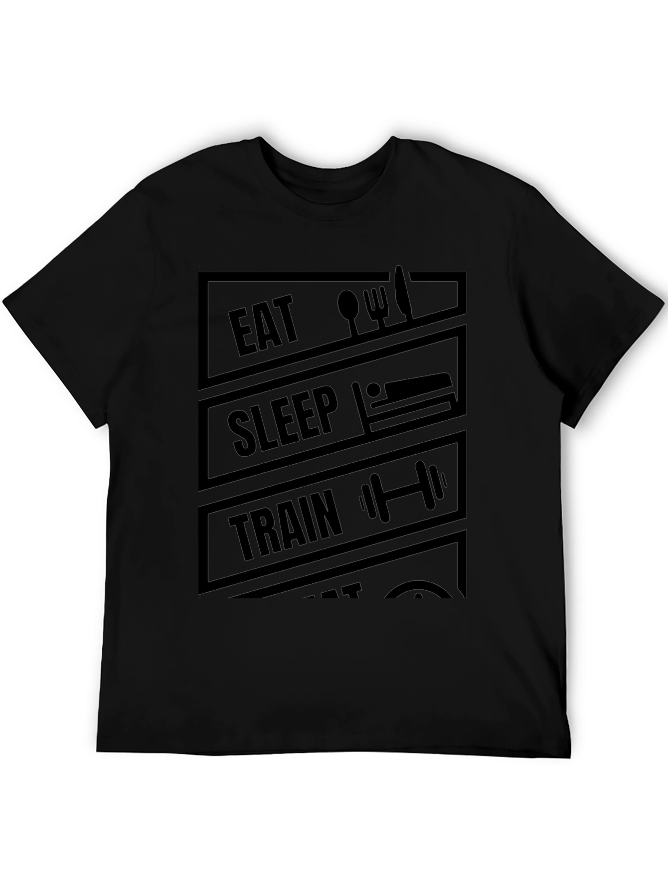 Eat Sleep Train Repeat Black Graphic T-Shirt