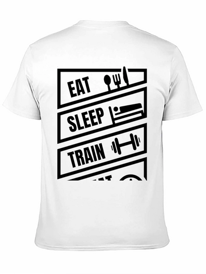 Eat Sleep Train Repeat Black Graphic T-Shirt