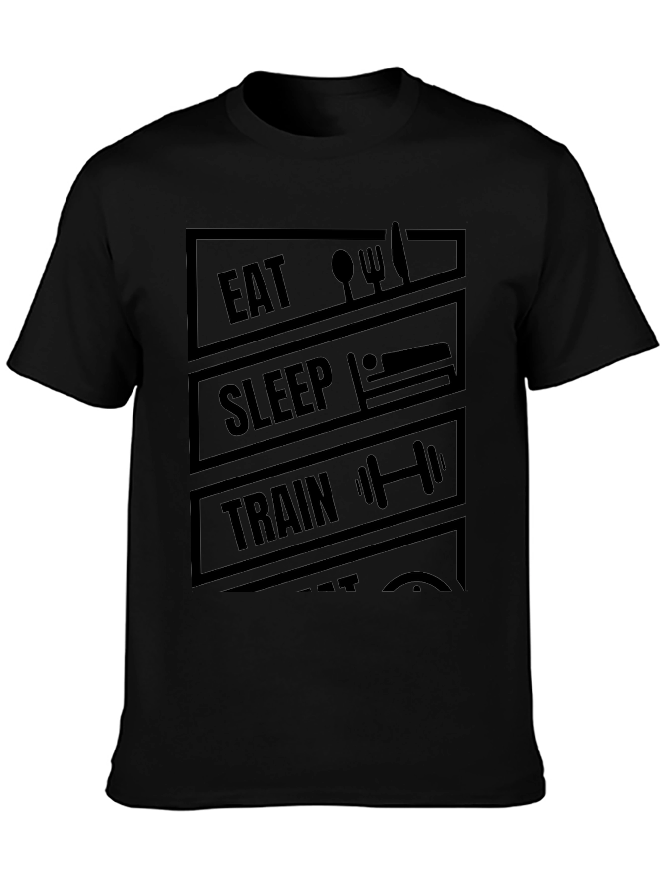 Eat Sleep Train Repeat Black Graphic T-Shirt