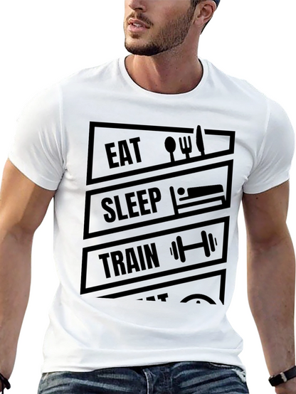 Eat Sleep Train Repeat Black Graphic T-Shirt