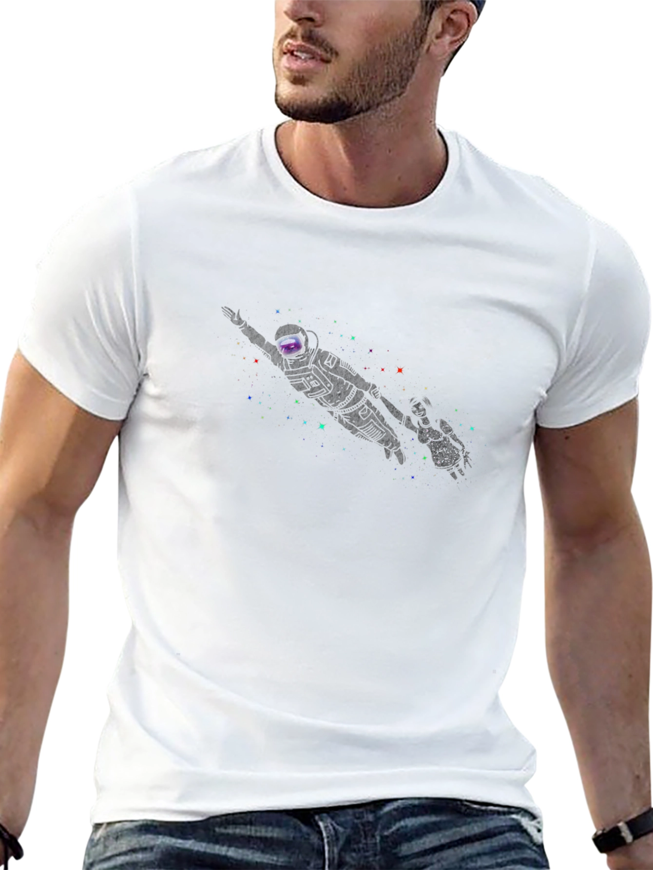 Astronaut Galaxy Black T-Shirt