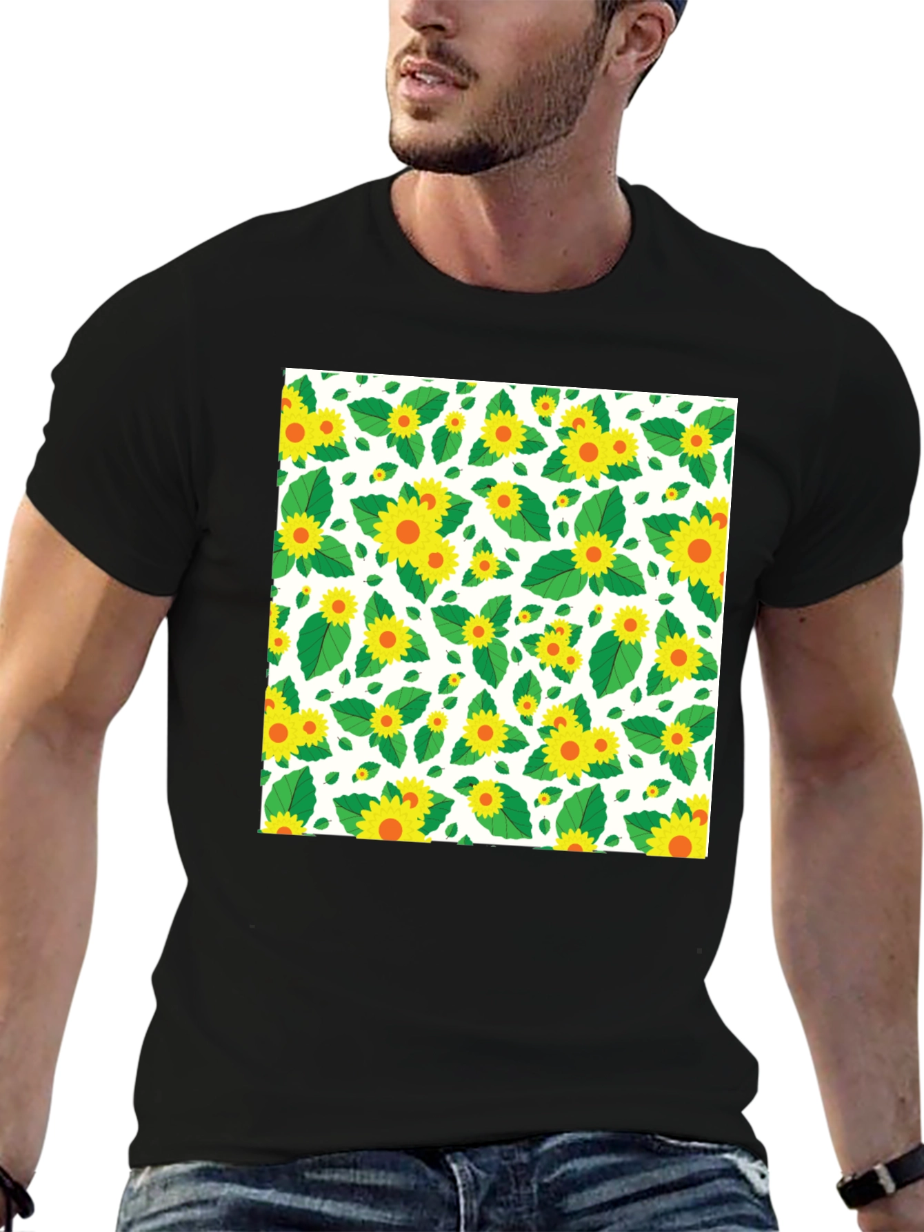 Sunflower Pattern T-Shirt