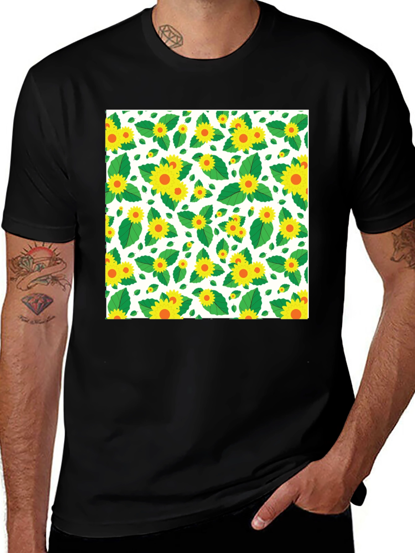 Sunflower Pattern T-Shirt