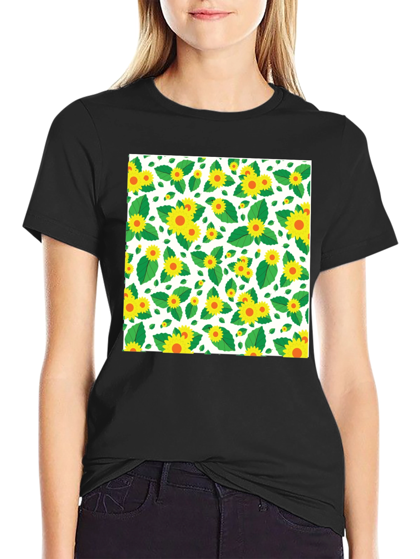 Sunflower Pattern T-Shirt