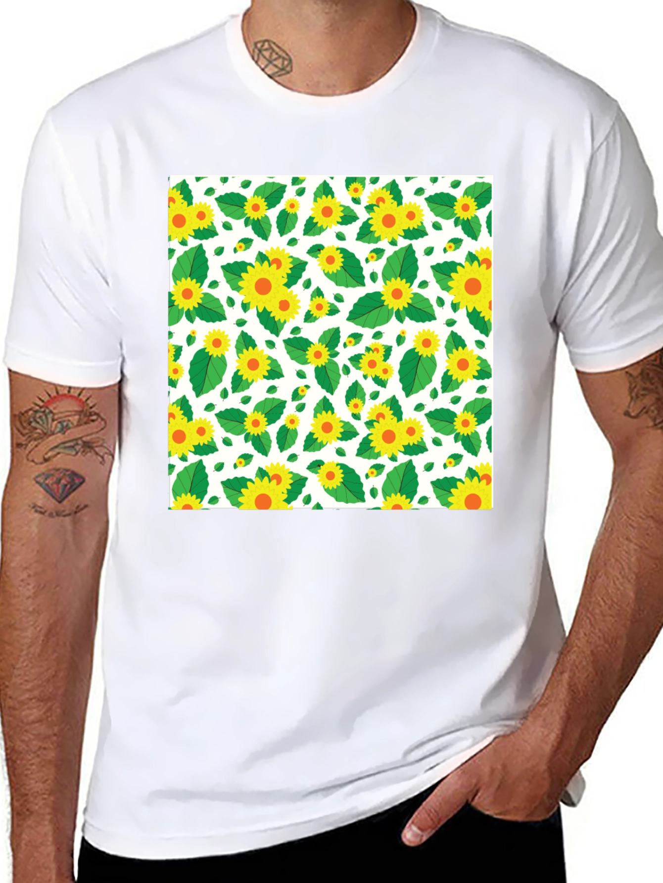 Sunflower Pattern T-Shirt