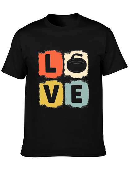 LOVE Curling Stone Retro Graphic T-Shirt