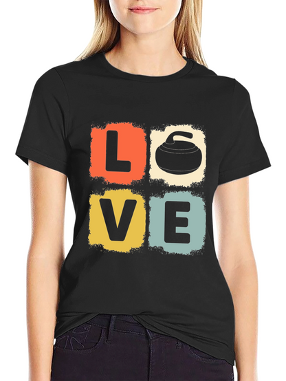 LOVE Curling Stone Retro Graphic T-Shirt