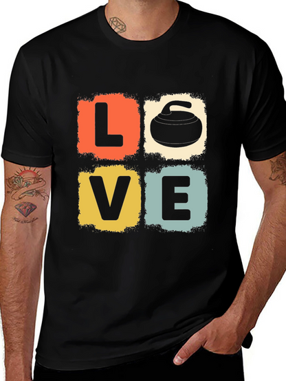 LOVE Curling Stone Retro Graphic T-Shirt