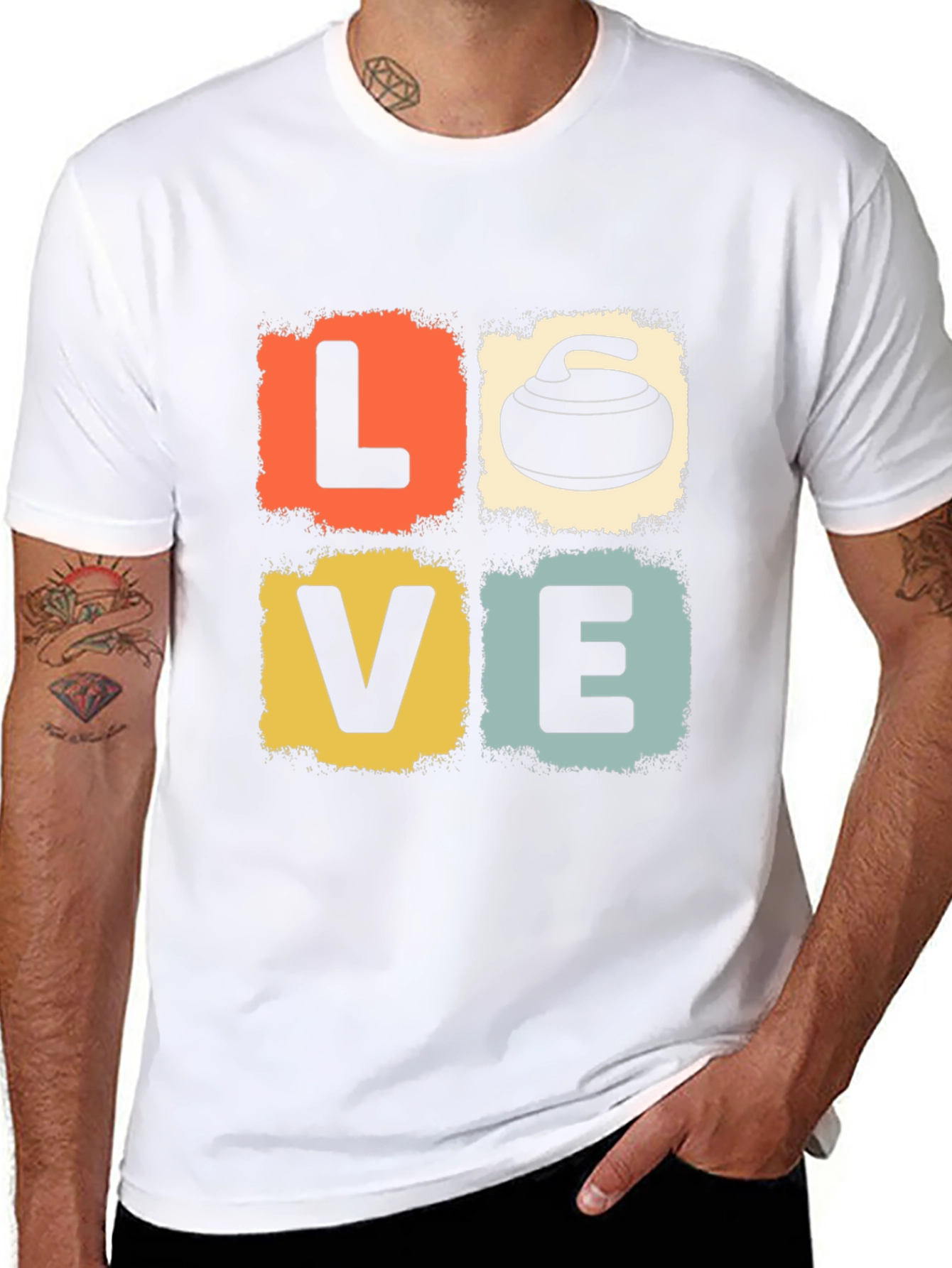 LOVE Curling Stone Retro Graphic T-Shirt