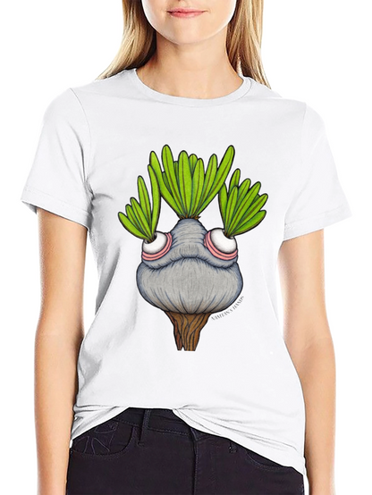 Whimsical Plant Character Graphic T-Shirt