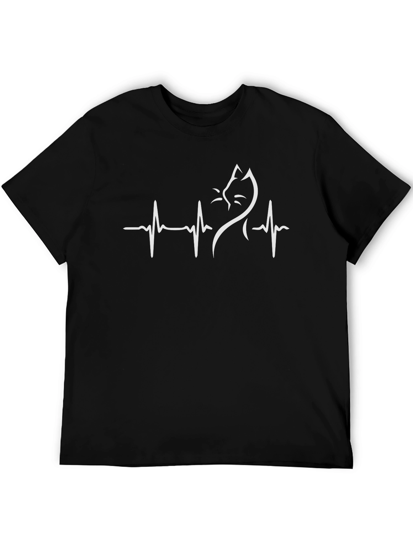 Cat Heartbeat Graphic Tee - Stylish Cotton Blend