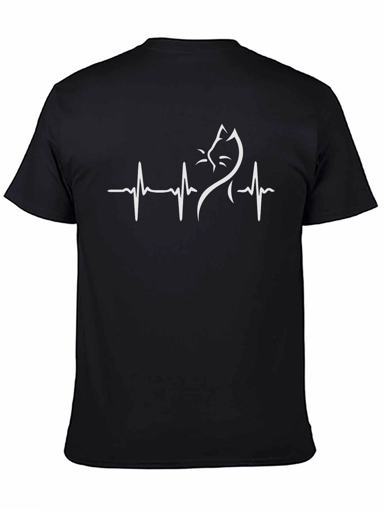 Cat Heartbeat Graphic Tee - Stylish Cotton Blend