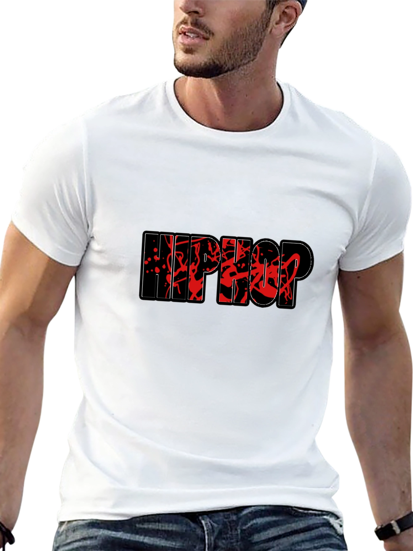 Hip Hop Graphic Print Black T-Shirt