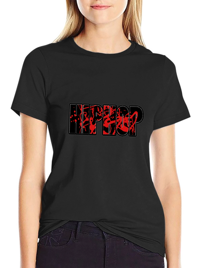Hip Hop Graphic Print Black T-Shirt