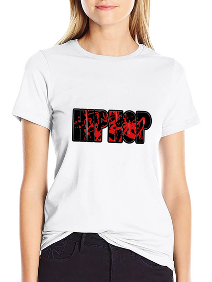 Hip Hop Graphic Print Black T-Shirt