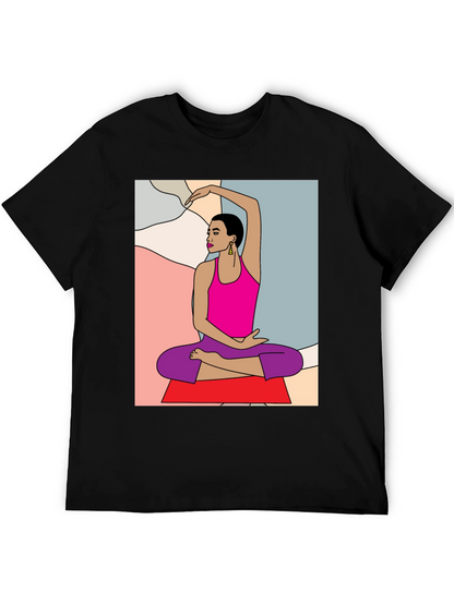 Yoga Art Graphic Tee - Black Cotton Blend