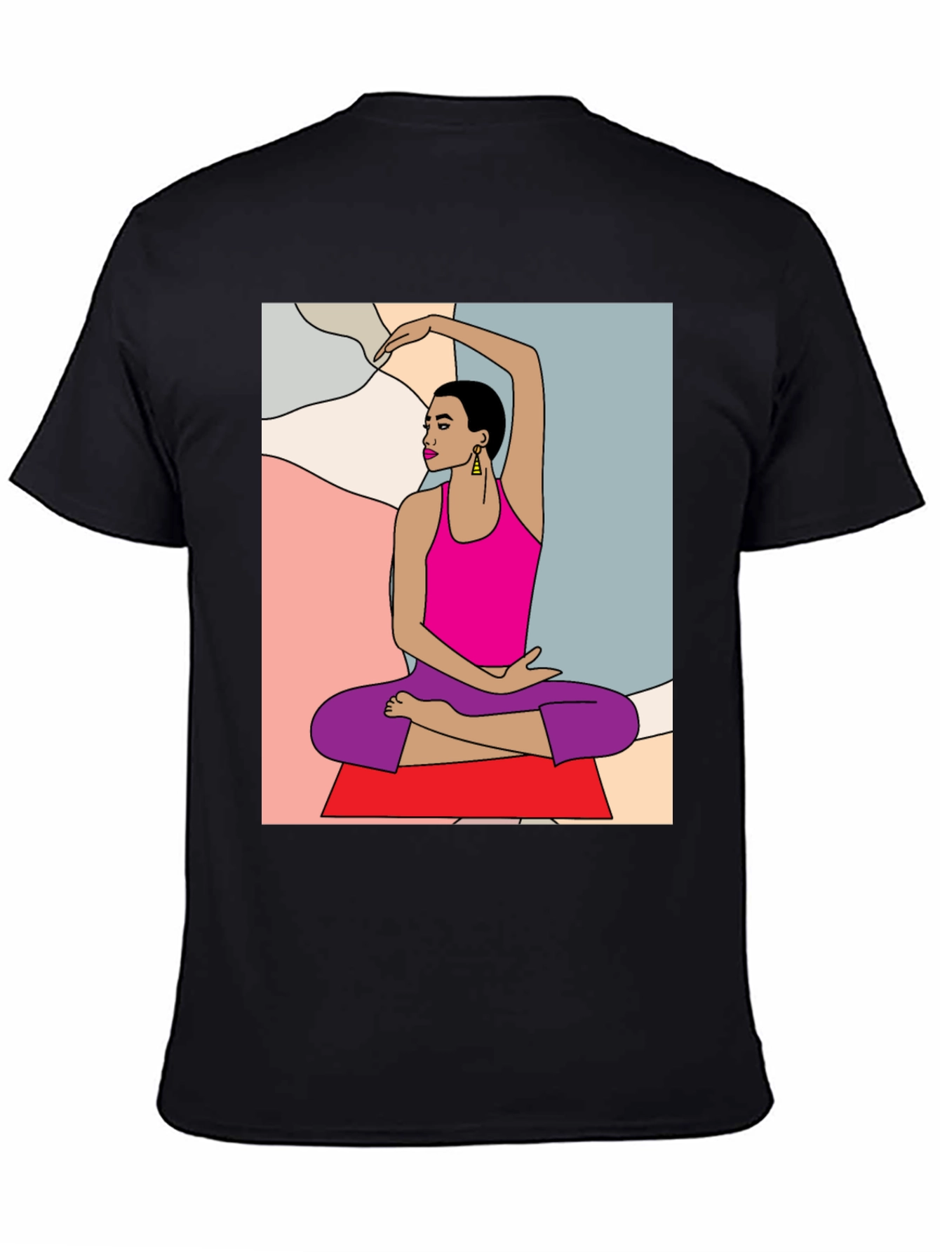 Yoga Art Graphic Tee - Black Cotton Blend