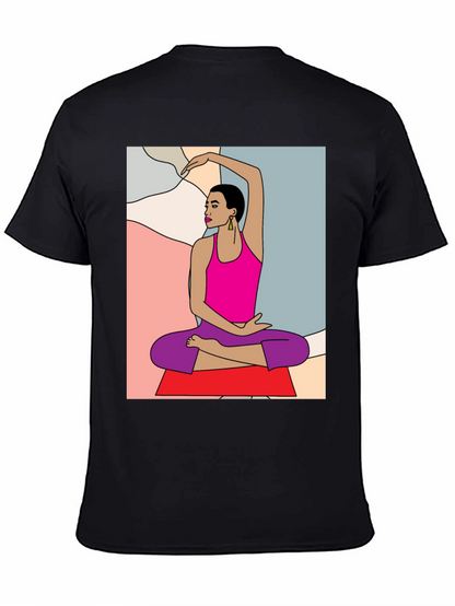 Yoga Art Graphic Tee - Black Cotton Blend