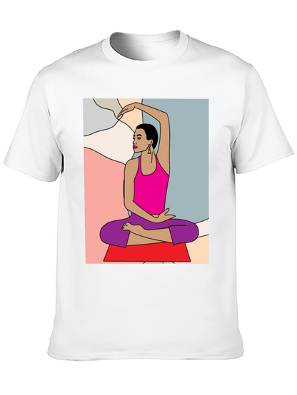 Yoga Art Graphic Tee - Black Cotton Blend