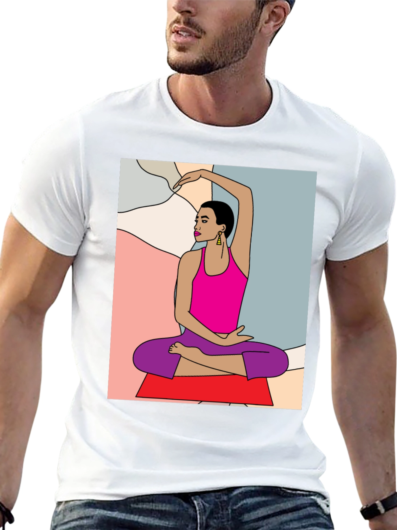 Yoga Art Graphic Tee - Black Cotton Blend