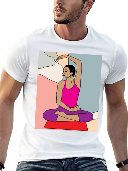 Yoga Art Graphic Tee - Black Cotton Blend